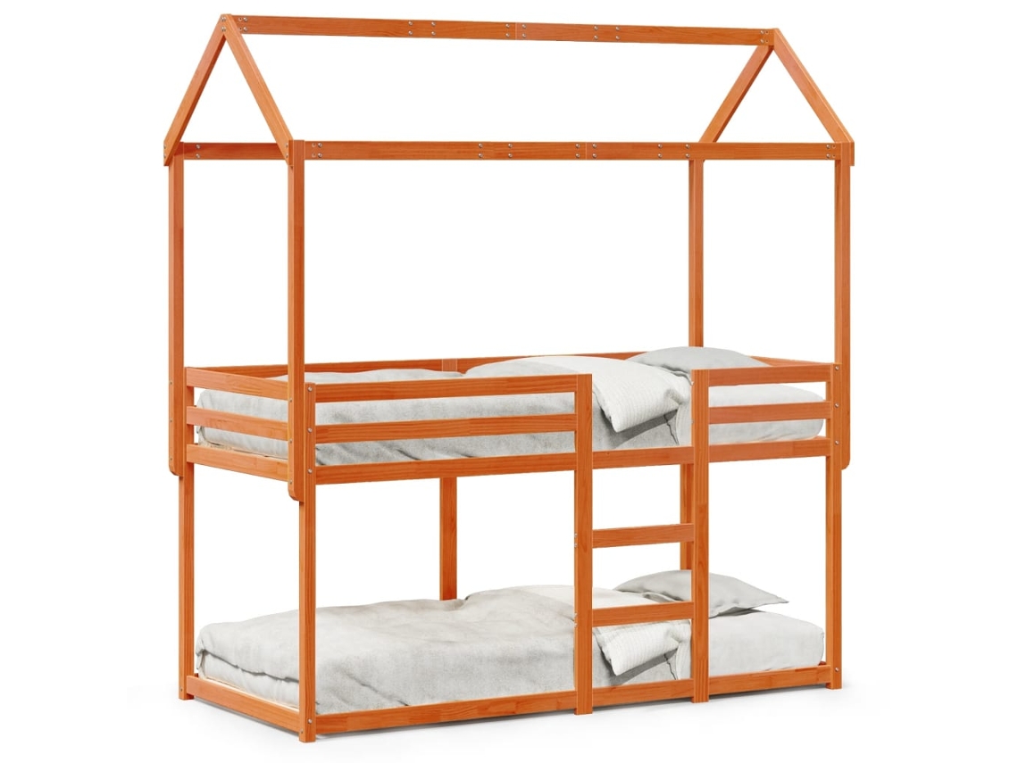 Bunk Bed, Bunk Beds Vidaxl Marrom Madeira De Pinho (90 X 200 Cm)