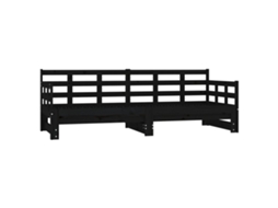 Estrutura Sofá Cama de Puxar Pinho Maciço Preto MAISON EXCLUSIVE (90x190 cm)