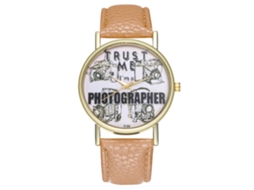 Relógio de Pulso Stylish Quarts Unisex Design Moderno Cor Amarela