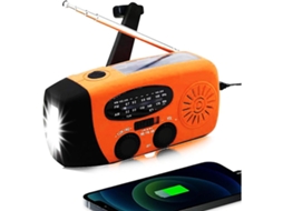 Rádio de manivela AQUAFORGE com célula solar, lanterna LED, bateria externa 2000mah