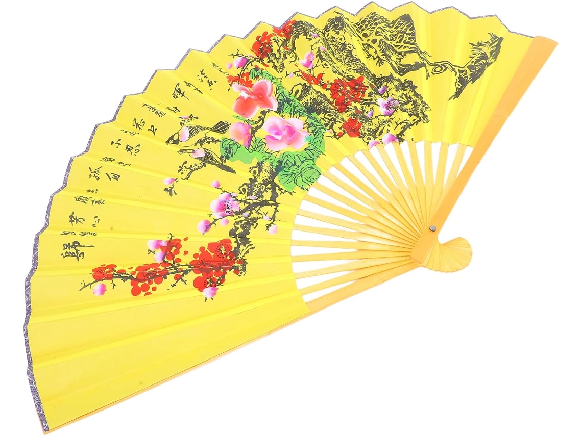 Leque Parede Dobrável Amarelo 0 5x0 9 Bambu Papel Kraft Resistente Decoração Estúdio Fotográfico Estilo GOKOCO