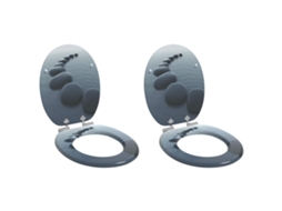 Vidaxl Assento De Sanitário Com Fechamento Suave 2 Pcs Cinzento