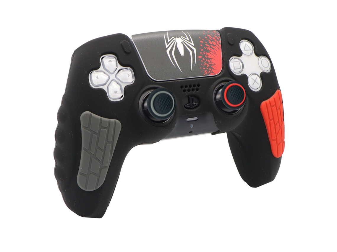 Capa De Silicone Para Controle Ps5, Com Capas De Joystick E Adesivo Para Touchpadczhhmart (aranha Preta)