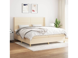 Vidaxl Cama Com Molas/colchão 200x200 Cm Tecido Cor Creme