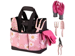Kit Ferramentas De Jardinagem 5 Peças Em Alumínio Com Bolsa Para Plantas