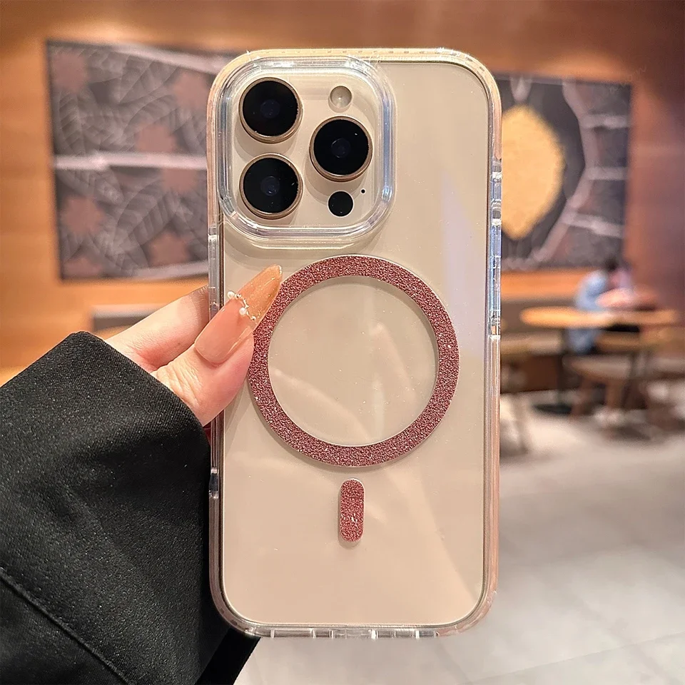 Capa Magnética Para Celular (iphone 15 Pro Max Dourado), Capa Protetora, Capa À Prova De Choque