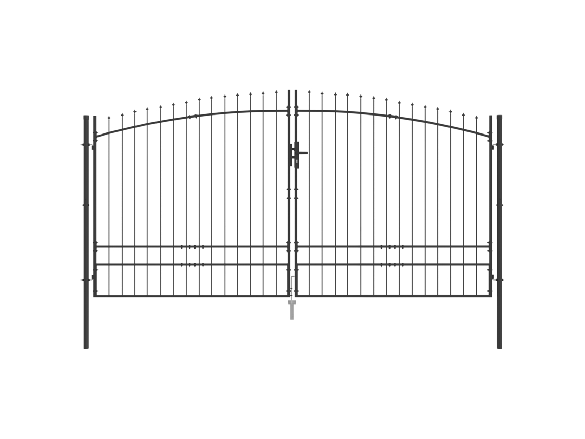 Portão De Jardim Com Ponta De Lança Dupla Abertura Carvão Aço Vidaxl Carvão Aço (4 X 2 M)