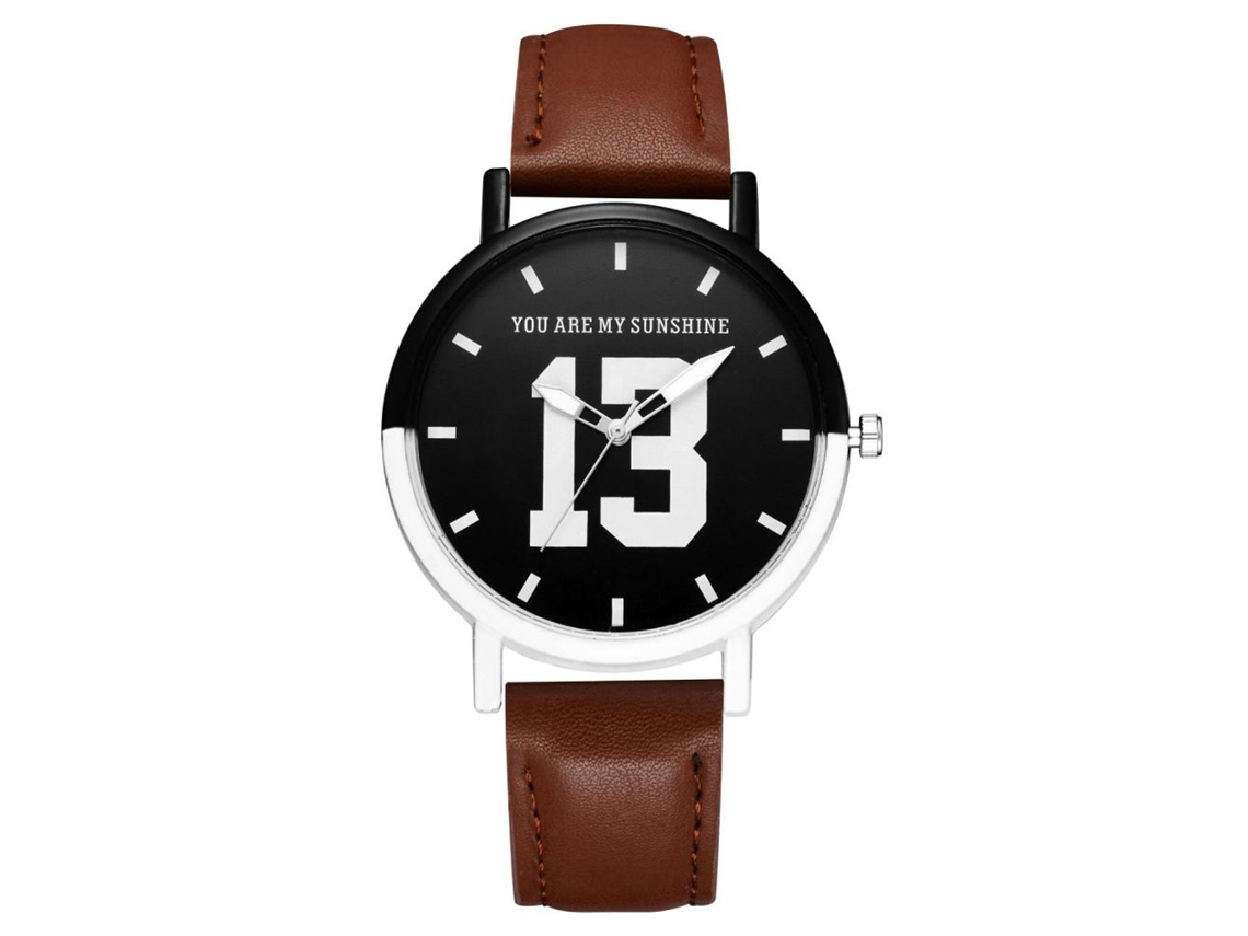 Relógio de pulso analógico Gaiety Alloy com pulseira de PU, mostrador redondo, movimento de quartzo (marrom)