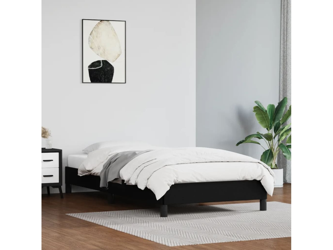 Vidaxl Estrutura de Cama 90x190 Cm Couro Artificial Preto