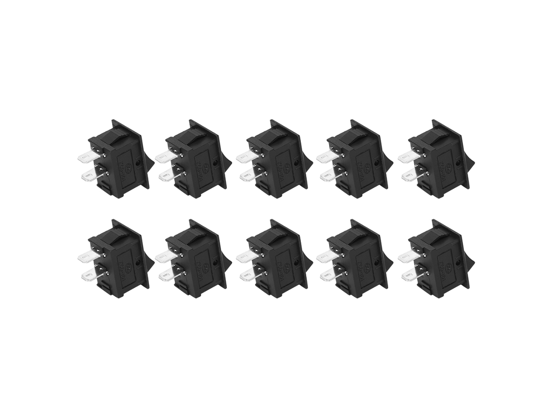 10pcs Interruptor Rocker 2 Pinos On/off 2 Posições Plástico Kcd1-101 Acessórios Industriais Preto