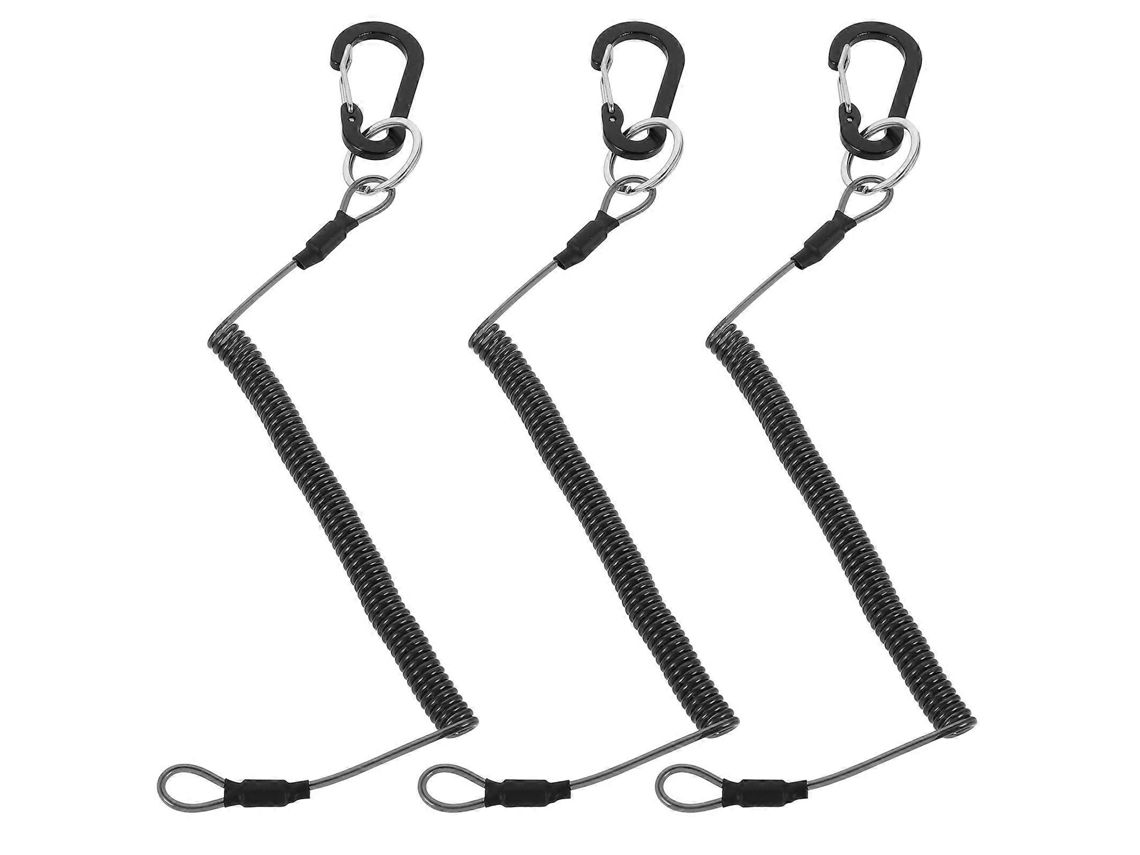 Cordão De Segurança Retrátil Reforçado, Em Espiral, Para Pesca, Acessório Para Pescadores, Elástico Anti-perda, Pacote Com 3 Unidades.
