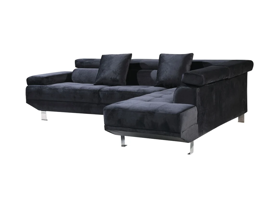 Sofá de canto SALDOSYSTOCKS chaise longue executivo Preto 262x190cm