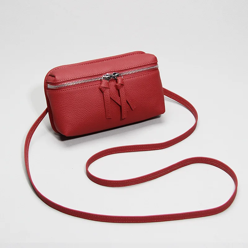 (vermelho) Bolsa Carteira Feminina Para Celular Em Couro Genuíno, De Ombro/transversal/clutch