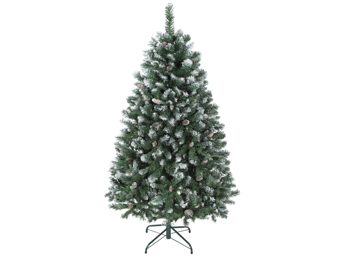 Árvore De Natal Artificial 150 Cm De Com 581 Ramos Com Efeito Neve 44 Pinhas Verde