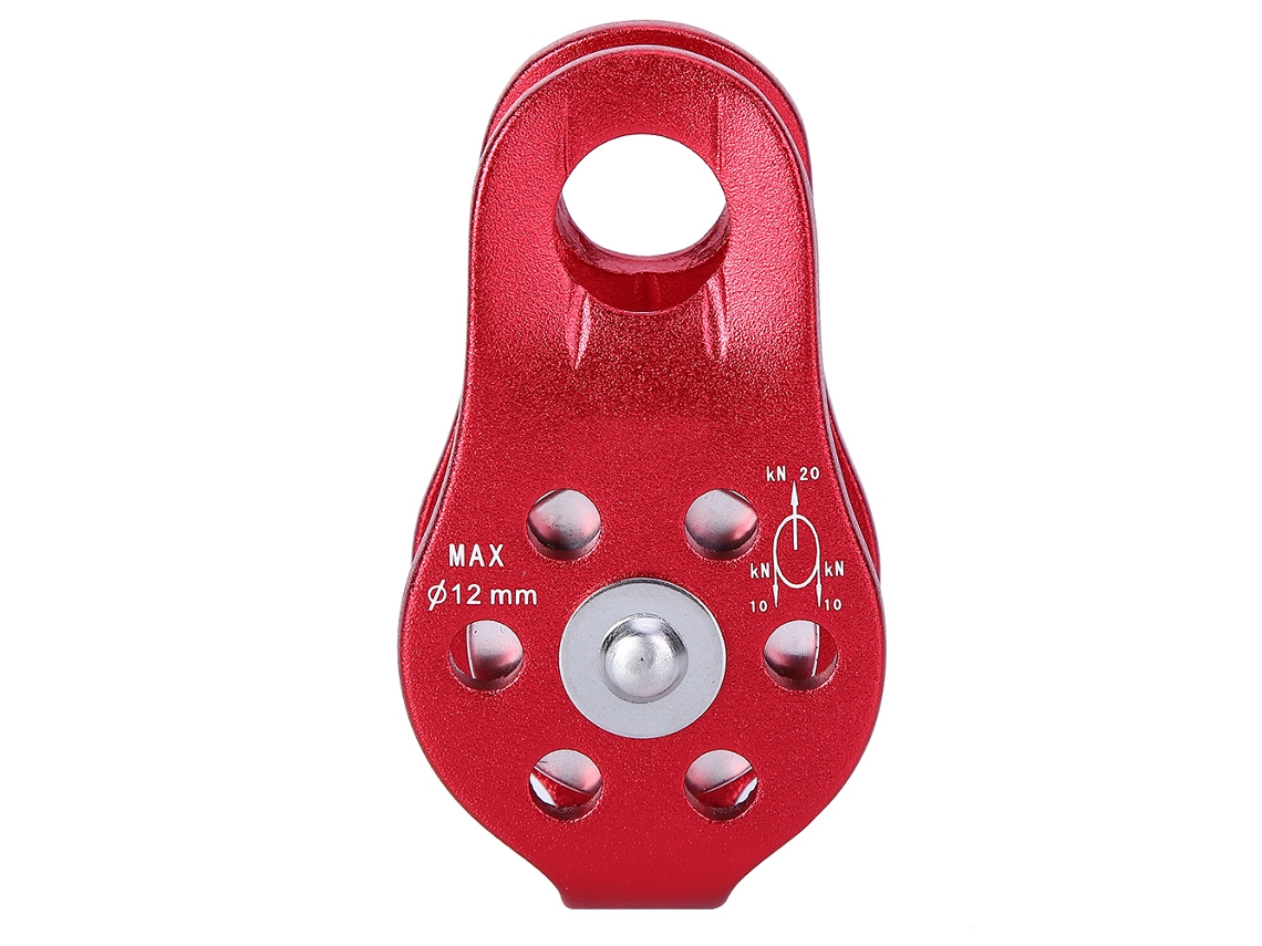Polia de Alumínio Reforçada para Corda Única, Equipamento Segurança Escalada AQUAFORGE (vermelha)