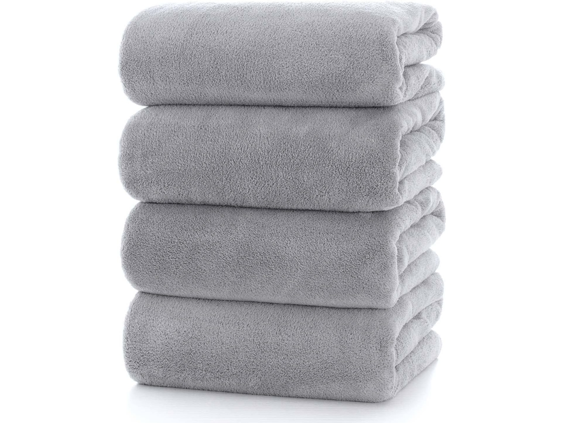 Conjunto de 4 Toalhas de Banho. Super Macias, Absorventes, Leves, de Secagem Rápida e Duráveis, Ideais para Academia AQUAFORGE