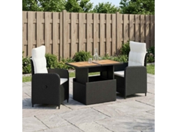 Vidaxl Conjunto De Jantar Para Exterior 3 Unid. Preto E Branco Creme