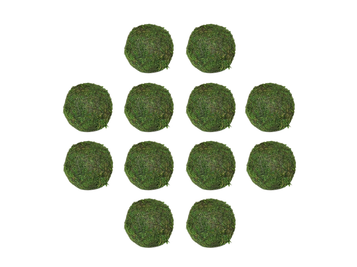 Pacote de 12 Bolas de Musgo Natural para Decoração 6cm LAXISCREED