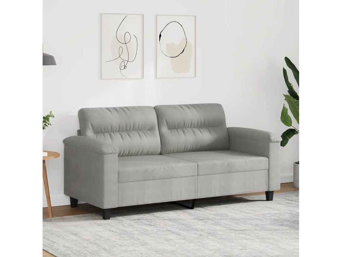 Sofá de 2 Lugares - Sofá da Sala - Sofá de Relaxamento 140 Cm Tecido de Microfibra Cinzento claro HARLANV1
