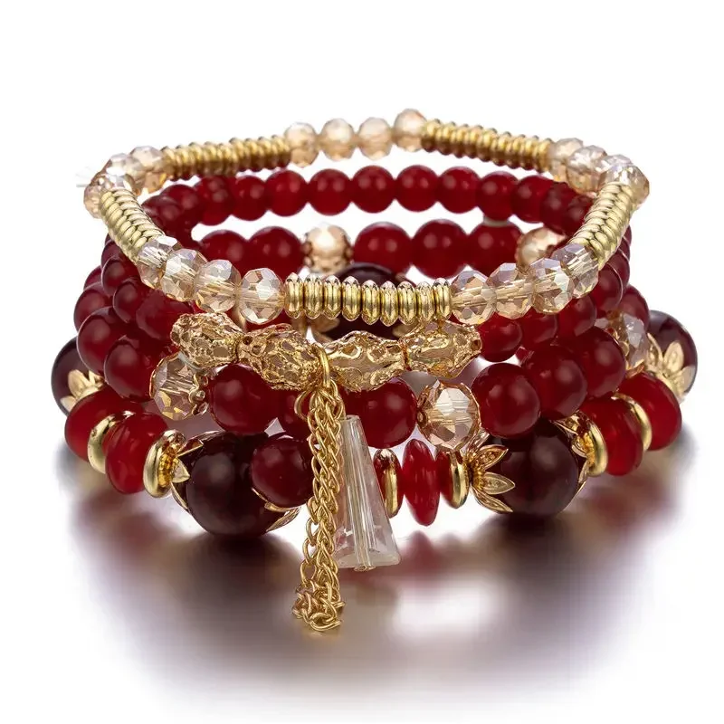 Conjunto De Pulseiras De Contas Empilháveis Estilo Simi