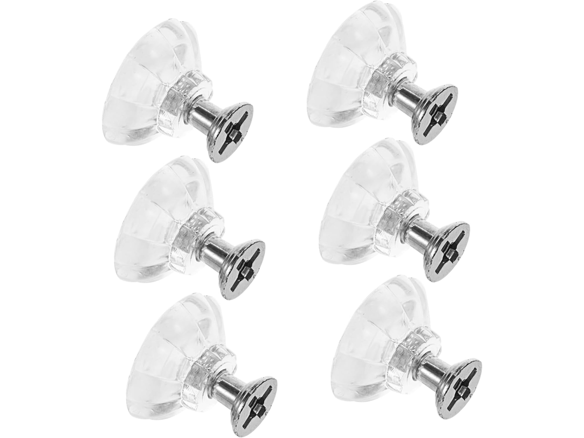 Conjunto De 6 Puxadores Acrílico Cristal Para Portas Armários, Gavetas E Guarda Roupas, Ideais Para Móveis De Quarto