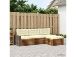 Vidaxl Conjunto De Sofás Para Exterior 4 Unid. Natural E Creme