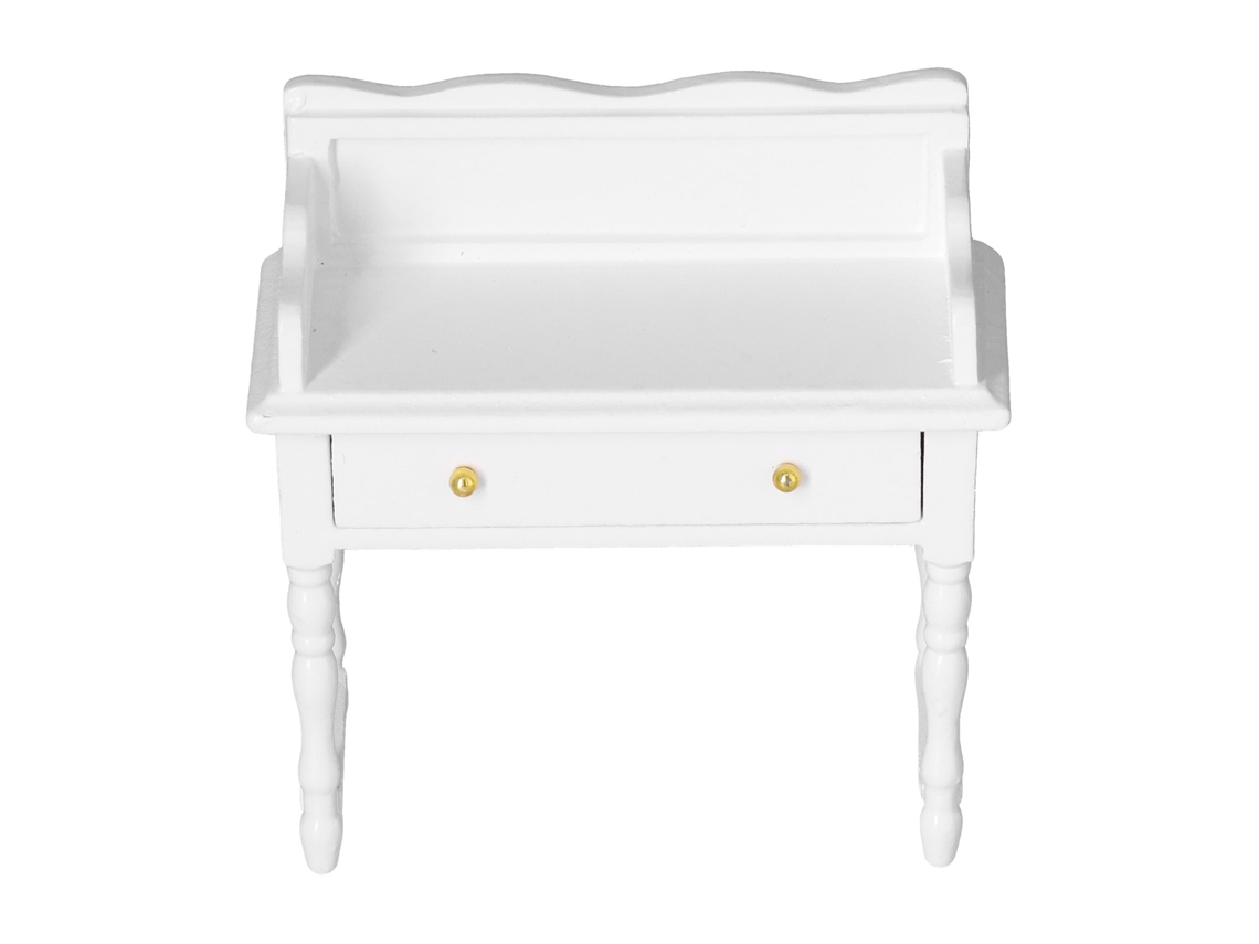 Ats mesa Miniatsura para Casa de Boneca 1:12 Madeira Viva Móvel Decoração Branca Acessório de Casa de Boneca