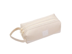 Estojo Para Lápis, Grande Capacidade, Bolsa Para Material Escolar Com Zíper Duplo, Portátil Para Escola E Escritório (branco Cremoso)