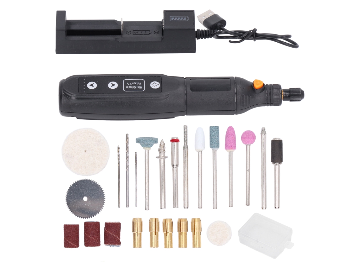 Berbequim Elétrico Mini Usb (Multifuncional, Recarregável, Compatível Com Duas Baterias)