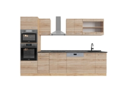 Cozinha R-Line, 300cm com armário alto, PT Antracite, Sonoma/Carvalho dourado VICCO