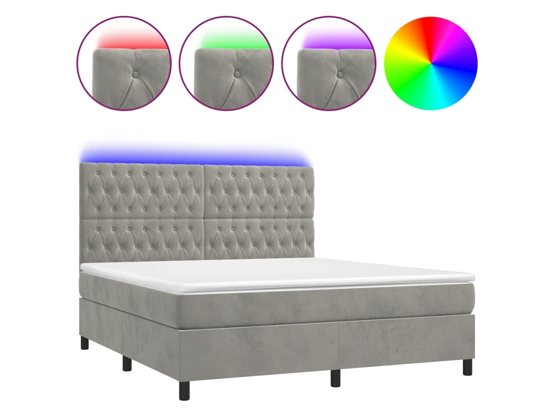 Box Spring Bed, Box Spring Beds Vidaxl Cinzeto Veludo (180 X 200 Cm)