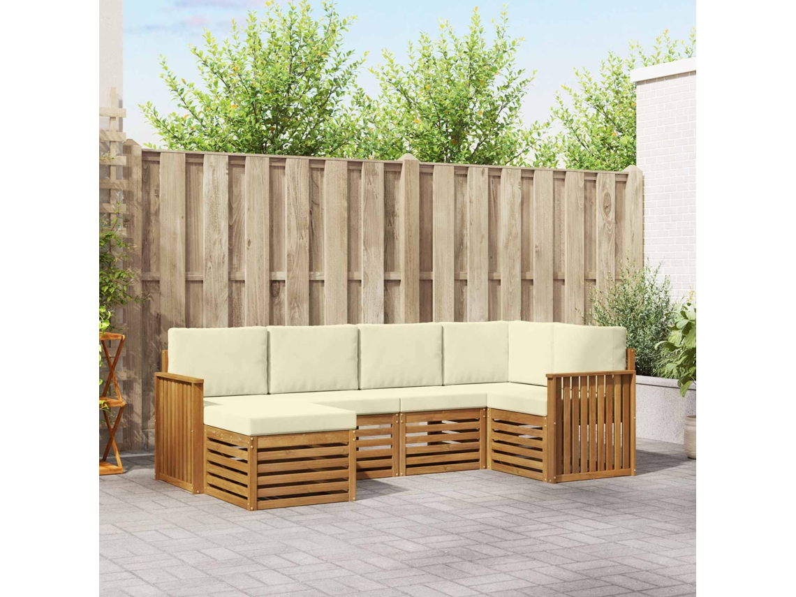 Vidaxl Conjunto De Sofás Para Exterior 6 Unid. Natural E Creme