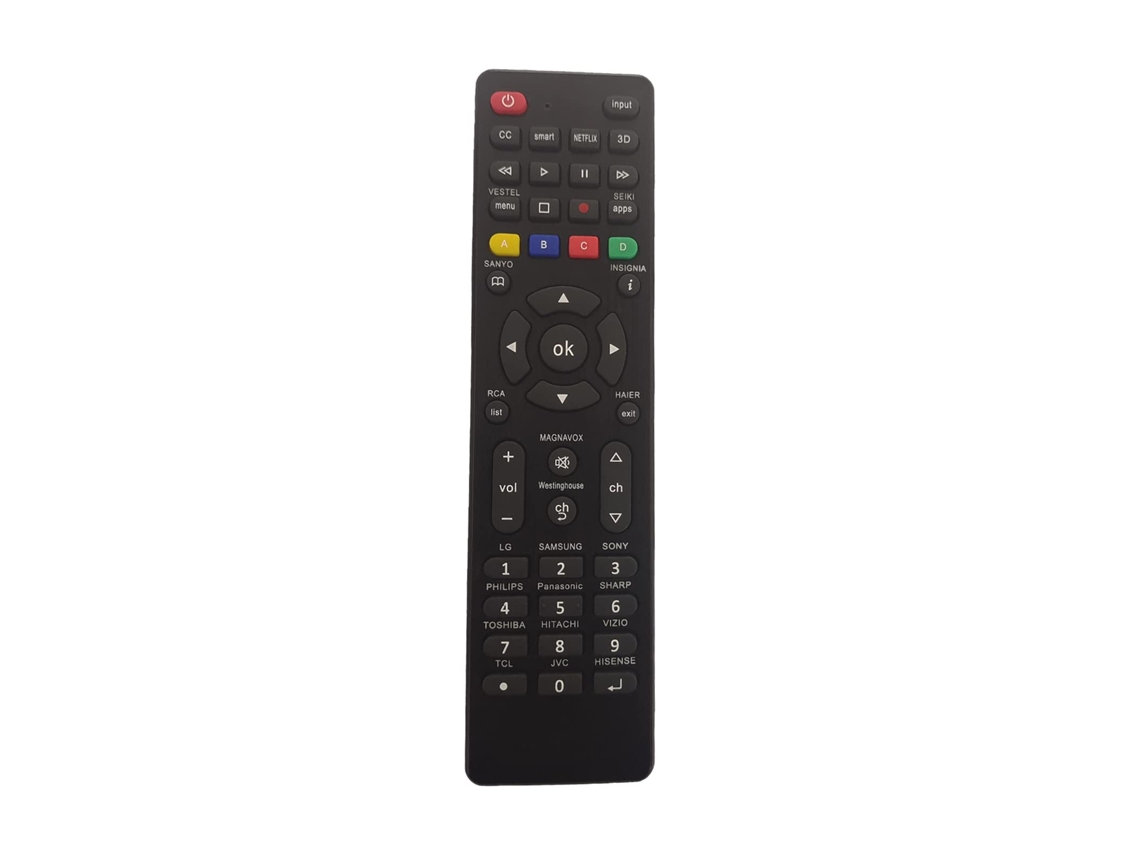 Controle Remoto Universal Para Tv Lg, Samsung, Tcl, Philips, Vizio, Sharp, Sony, Panasonic, Sanyo, Insignia, Toshiba E Outras Marcas Lcd Led 3d Hdtv S