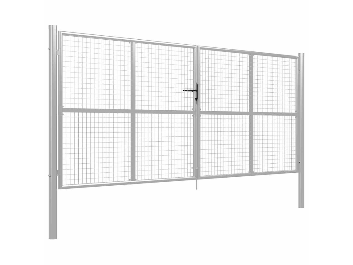 Portão de Jardim em Aço Galvanizado 400 X 150 Cm Cor Prata
