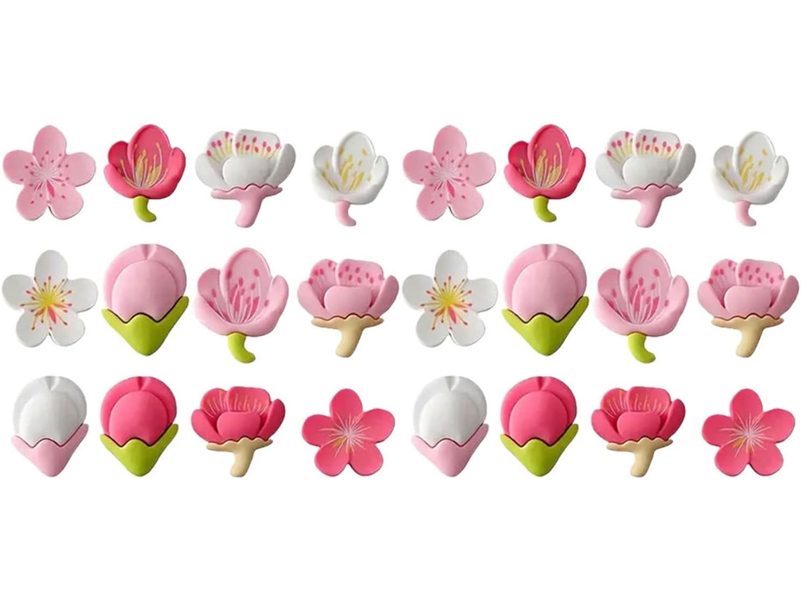 Totority Conjunto de 48 Tachinhas em Formato Flor Cerejeira para Quadro Cortiça, Kawaii Design, Resina e Metal Feitas