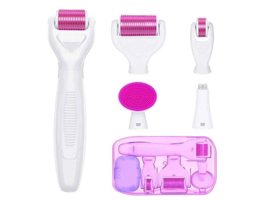 Rolo de Microagulhas para Rosto e Corpo Conjunto de Rolos de Microagulhas de Titânio 6 em 1 Rolo de Microagulhas 300 e 720 Agulhas de 0 2 YIZHOOD