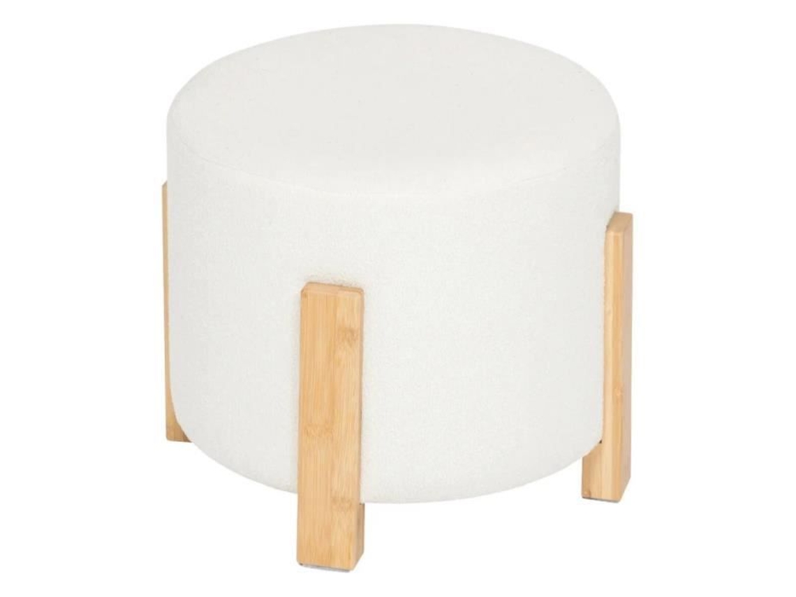 Pufe De Apoio Bouclette Bansa Branco Atmosphera