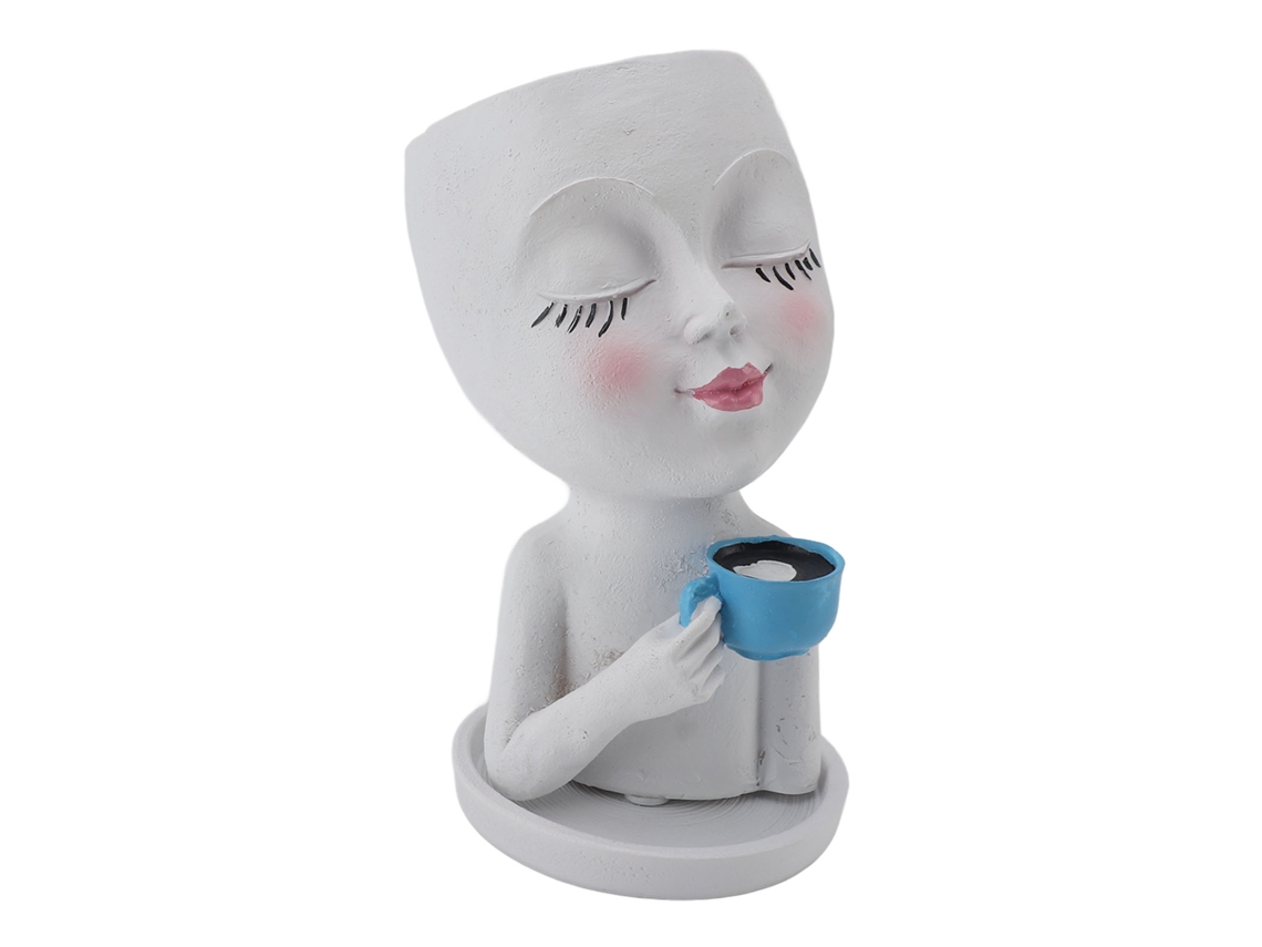 Vaso LAXISCREED Cute Café para Suculentas Branco