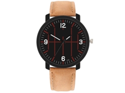 Relógio de Pulso Masculino de Quartzo com Pulseira de Couro Casual Vidro Espelho 1
