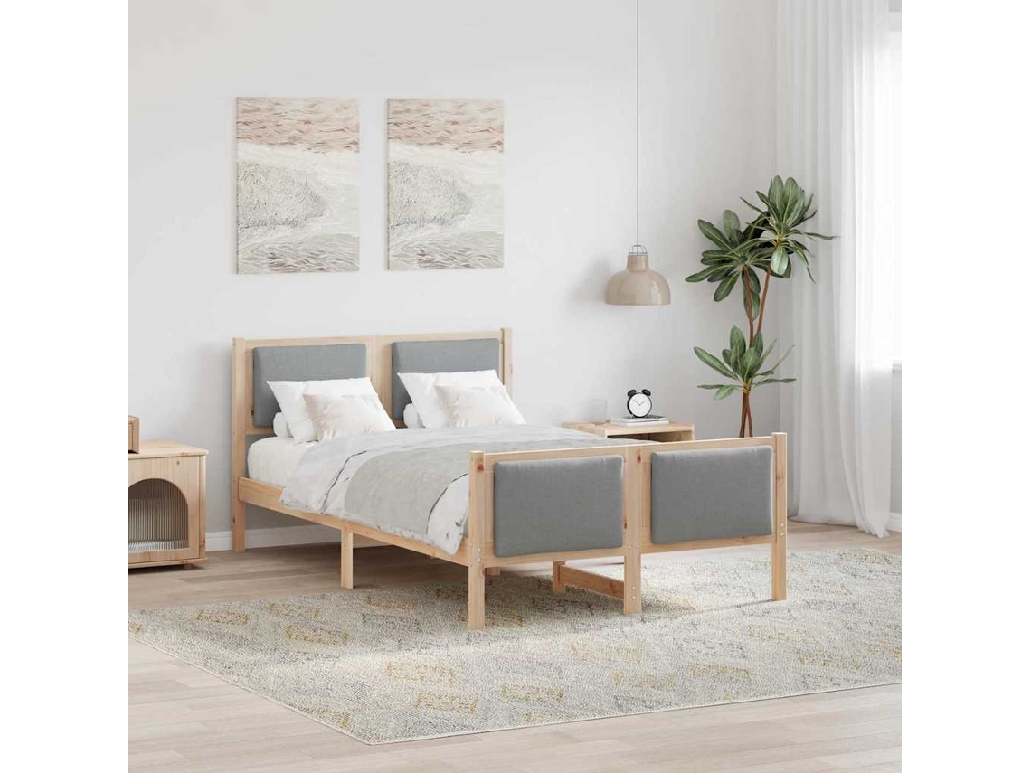 Vidaxl Estrutura da Cama Cinzento claro 120 X 200 Cm Tecido