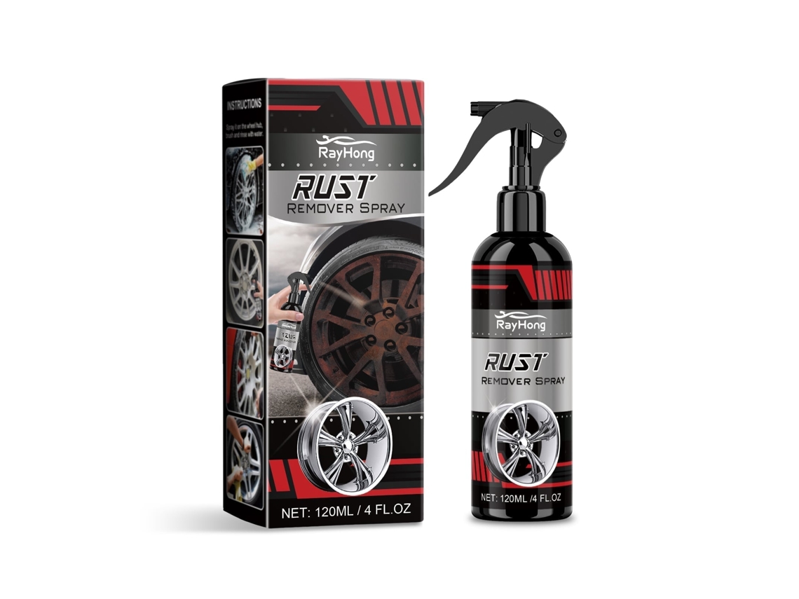 Spray de limpeza de ferrugem para rodas de carro, remoção e polimento fácil