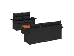 Conjunto 6 Sofá Modular Vidaxl Preto Vime Pe (55 X 55 X 37 Cm)