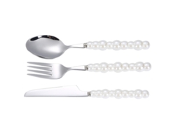 Conjunto De Utensílios De Cozinha Em Aço Inoxidável 1304 Com Pegas Em Porcelana De Pérolas Design Luxuoso Versátil 6 Peças
