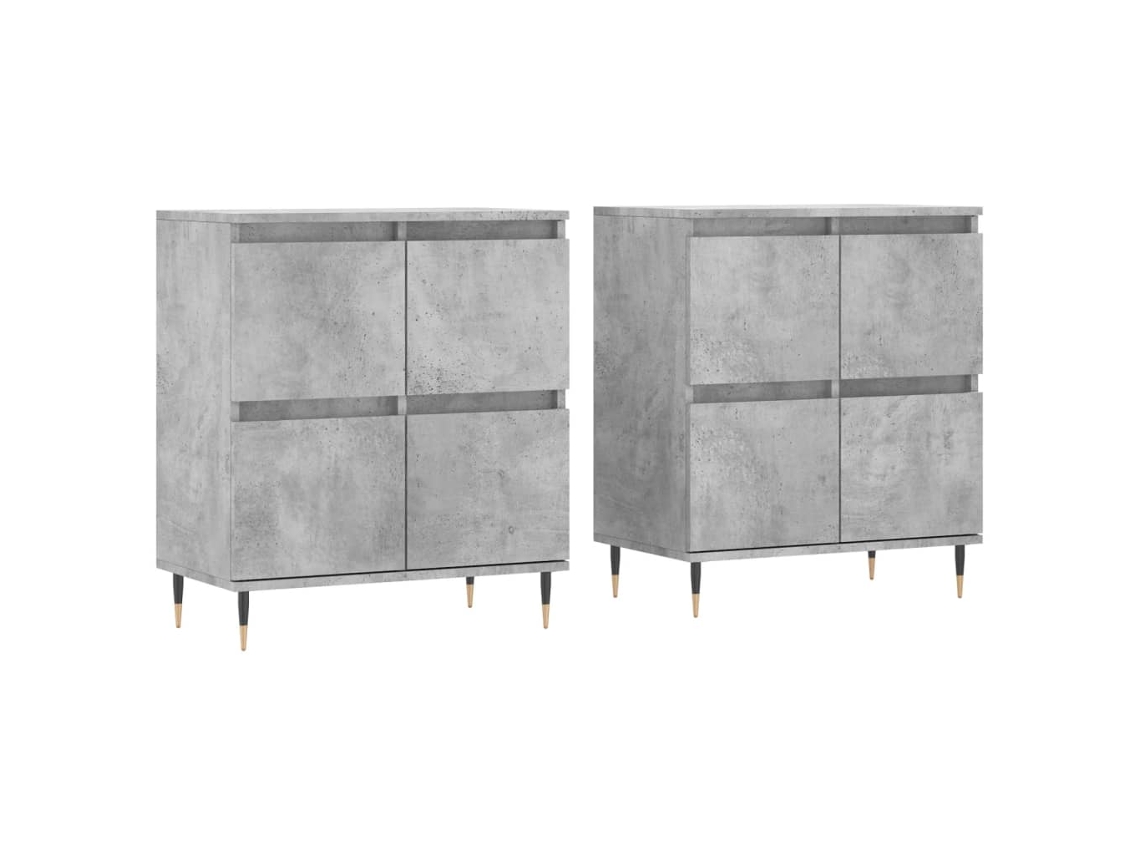 Conjunto de 2 Aparadores De Madeira Cinzento Cimento MAISON EXCLUSIVE (95x95x45 cm)