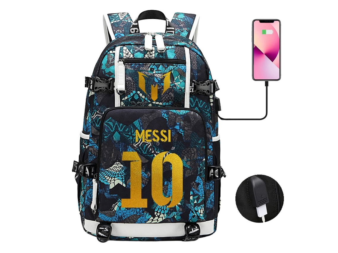 Laxiscreed Mochila Noturna Com Estampas De Messi, Neymar, C. Ronaldo E Espaçosa Para Computador