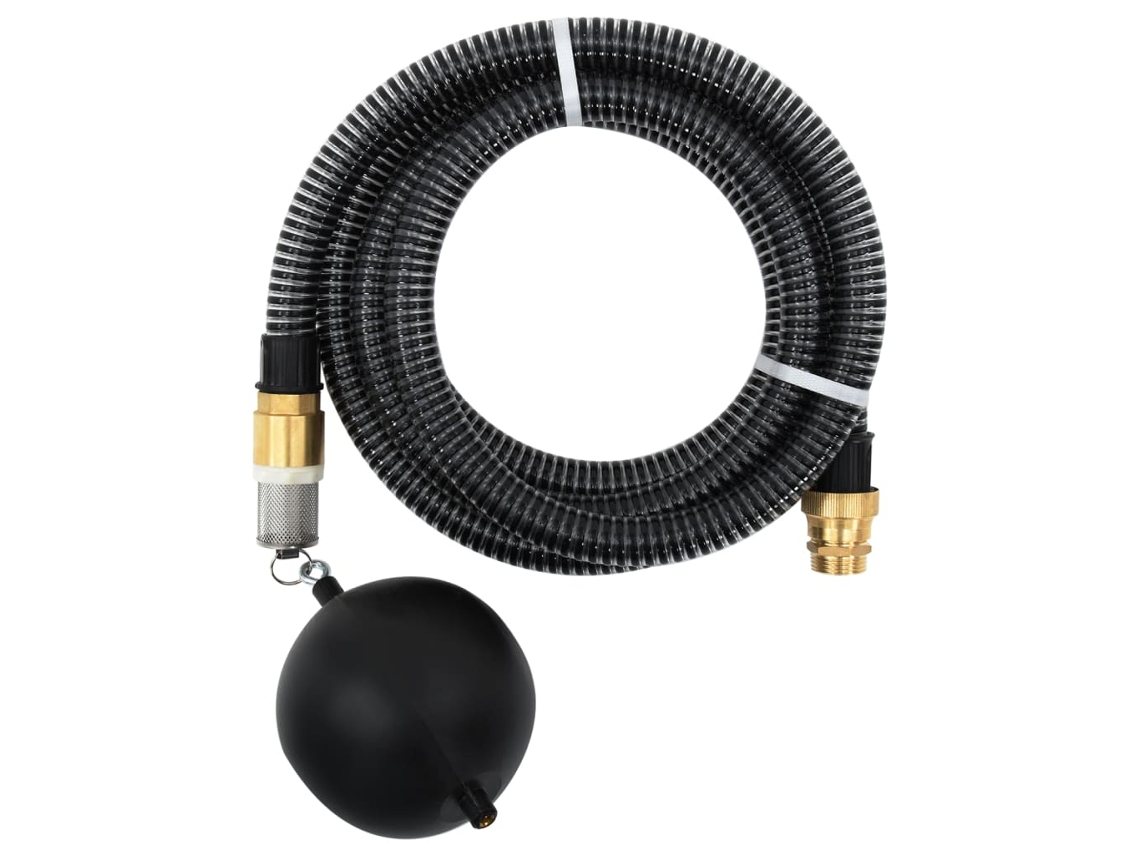 Vidaxl Mangueira De Sucção Com Conectores De Latão 1,1" 5 M Pvc Preto