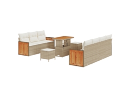 Conjunto 13 Sofá De Jardim Vidaxl Bege Vime Pe (228 X 179 X 85 Cm)