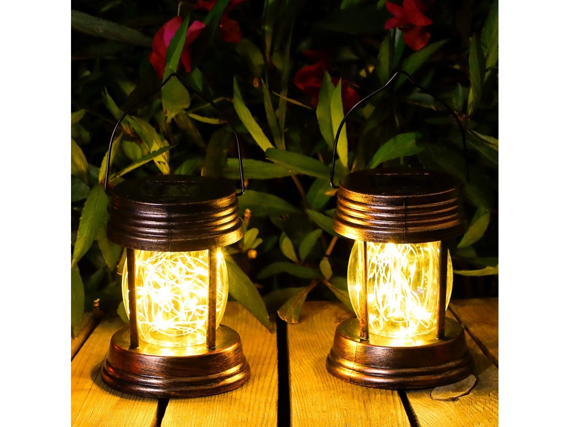 Pack 2 Lanternas Solares De Jardim 20 Led Ip44 Para Decoração Interior/exterior