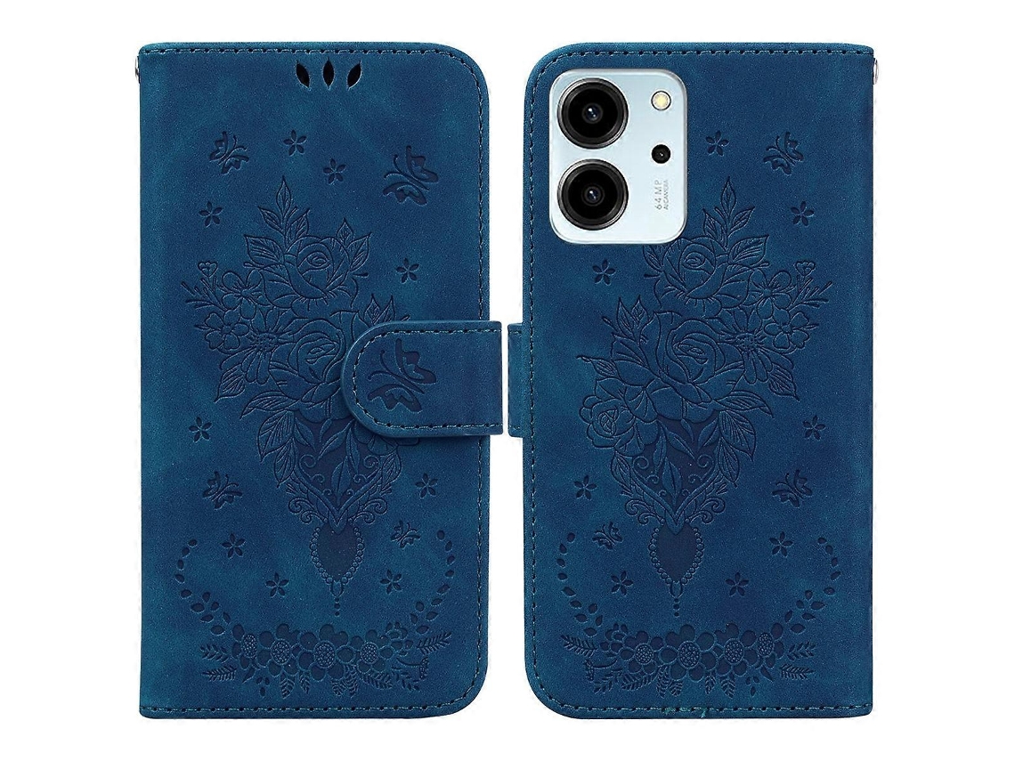 Capa De Celular Em Couro Com Estampa De Borboleta E Rosa Para For Honor 80 Se