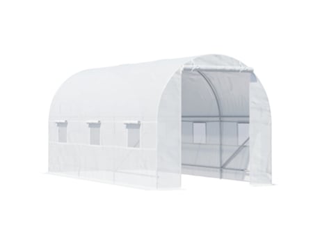 OUTSUNNY Estufa Tipo Túnel 450X200X200 Cm Estufa de Jardim com Porta Enrolável e 6 Janelas Cobertura de Pe 140 G/M² Anti